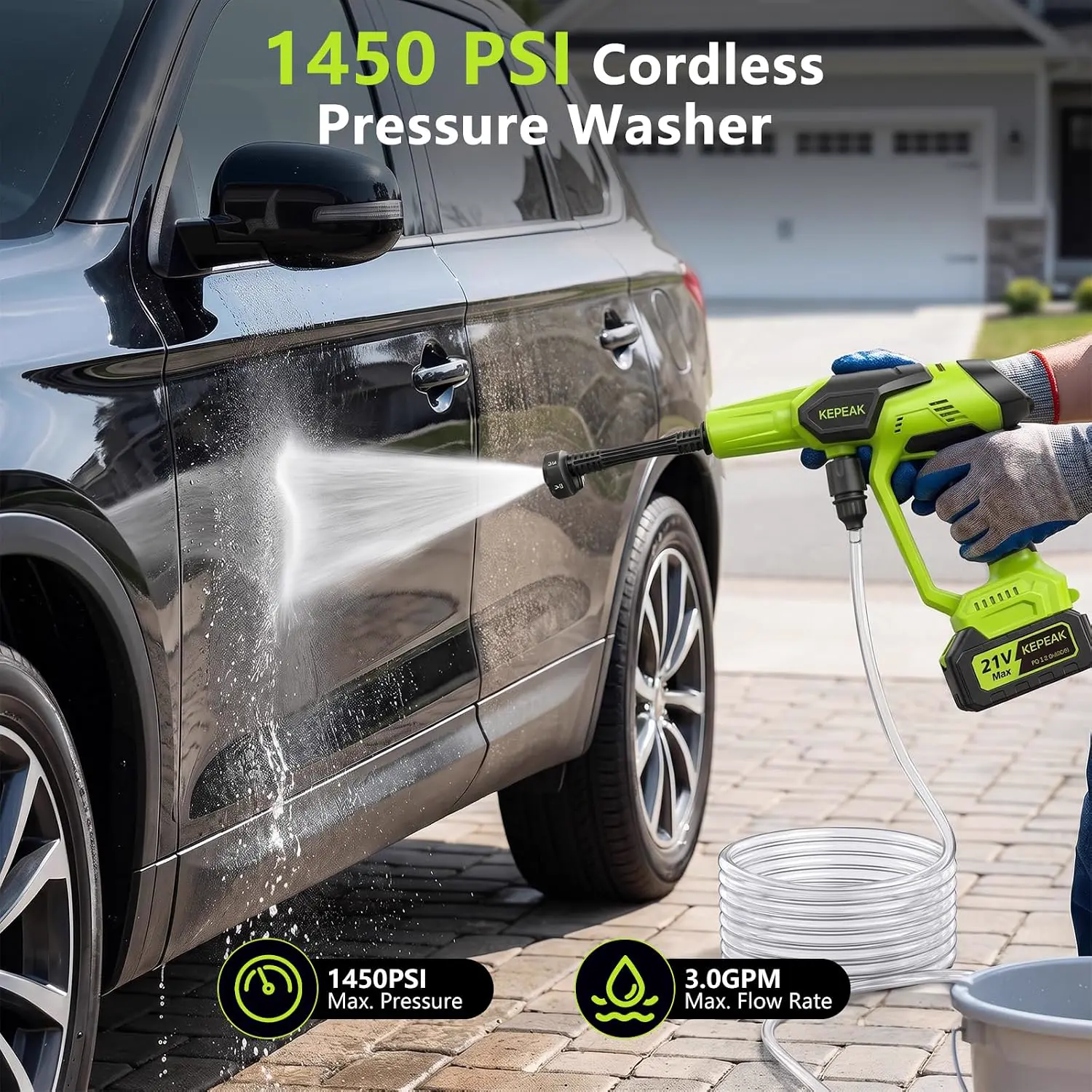 Cordless portable pressure washer 100 bar — image 3